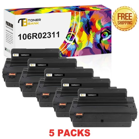 Toner Bank 5-Pack Compatible Toner Replacement for Xerox 106R02311 WorkCentre 3315DN 3325DN Printer Components Supplies for Home Office Black