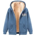 thumbnail image 2 of LVHAOGJOB Fleece Jackets for Women Hoodie Sherpa Lined Long Sleeve Zipper Winter Plus Size Print Ladies Coats Warmth, 2 of 4
