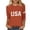 Orange, variant on MEICHEN 250 Anniversary USA Shirts for Women American USA Print 250th Birthday T Shirts 1776-2026 3/4 Sleeve July 4th Tops