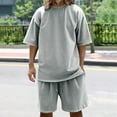 thumbnail image 2 of Dagugfen Sets for Men Trendy Shortsuits Crewneck Tshirts and Knee Length Shorts Casual Work Travel Outfits Fashion, 2 of 9