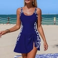 thumbnail image 6 of Sakmal Womens One Piece Swimsuits Swim Dress Slimming Bathing Suit Blue Summer Crew Neck Ladies Bthing Suit XL, 6 of 7