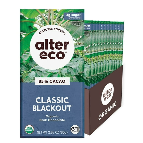 (Pack of 12) Alter Eco America Blackout Organic Dark Chocolate Bar, 2.82 oz
