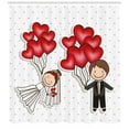thumbnail image 3 of Ambesonne Retro Shower Curtain, Funny Newlyweds Balloons, 69"Wx75"L, Red White Black, 3 of 3