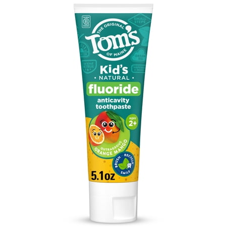 Tom’s of Maine Natural Kids Fluoride Toothpaste, Outrageous Orange Mango, 5.1 oz