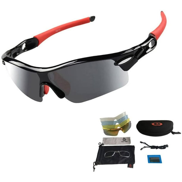 Hengyun1 Sports Sunglasses, Bike Glasses, Sports Glasses With Uv400 5 Interchangeable Lenses
