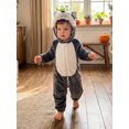 thumbnail image 3 of RUINIXCW Toddler Baby Halloween Wolf Fashion Long Sleeve Fuzzy Zip Up Hooded Jumpsuit, 3 of 8