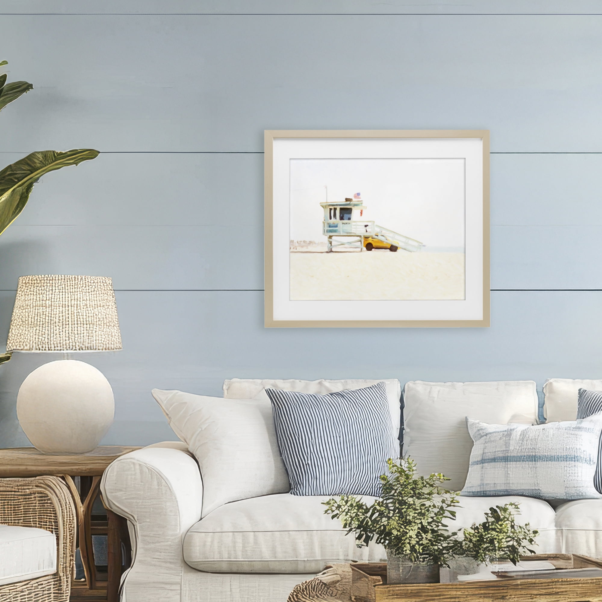 Stupell Industries Soft Light Lifeguard Station Birch Framed Print Under Glass, design by Kim Curinga