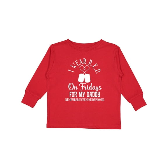 Inktastic I Wear R.e.d. on Friday for Daddy Boys or Girls Long Sleeve Toddler T-Shirt