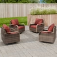thumbnail image 3 of EAGLE PEAK 4 Piece Wicker Outdoor Rocking Chairs with Cushions, Rattan Swivel Rocker Patio Chairs for Backyard Deck Porch & Garden, Brown/Red, 3 of 8