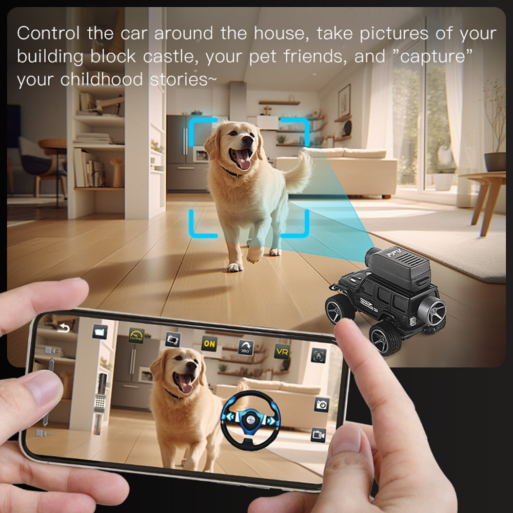 Radio Control Cars 1:64 Scale Alloy RC Car with Camera, 2.4G 4WD Off-Road Crawler with FPV Phone App Control, Desktop Remote Control Car for Adults, Mini Video Exploration Vehicle