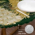 thumbnail image 3 of Green Christmas Round Tablecloth, Fitted Table Cover with Elastic for 55"-60" Round Tables, Xmas Tree Snowflake Farmhouse Table Cloth Outdoor Indoor Dinning Party Waterproof Tablecloths, 3 of 7
