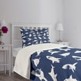 thumbnail image 3 of Ambesonne Shark Quilted Bedspread Set 2 Pcs, Various Gestures Humorous, Twin Size, Violet Blue White, 3 of 5
