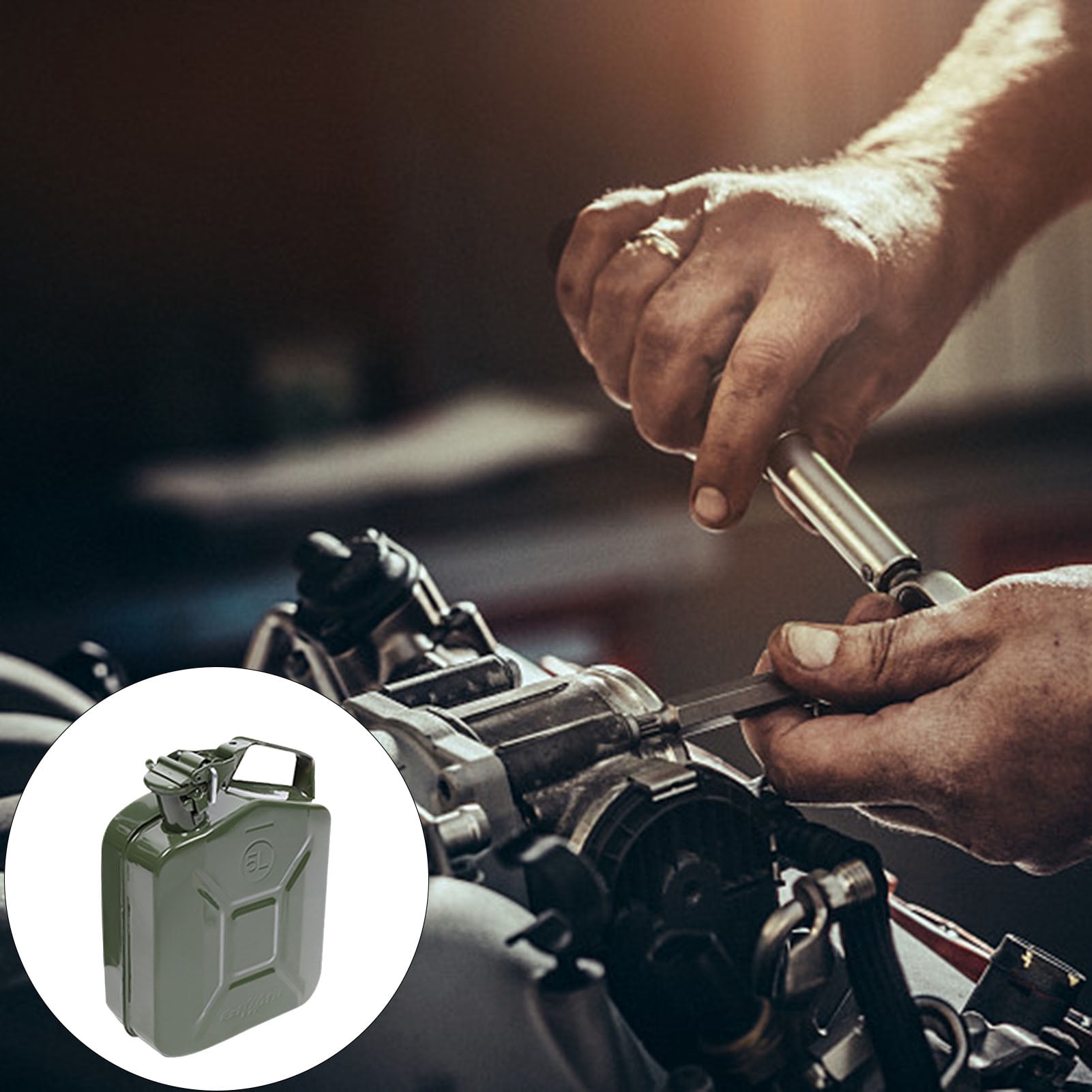 Jnismy Fuel Can Oil Transfer Tank, 1.32 Gallon / 5 L Portable Gas Can Transfer Tank Portable Storage Transfer Container with Flexible Spout System,Large Capacity Leakproof Good Sealing