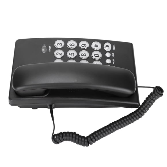 Teléfono fijo multifuncional con cable y botones grandes KXT504 para escritorio, oficina, hotel (negro)