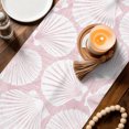 thumbnail image 3 of Table Runners 90 Inches Long Dress Scarves, Pink Scallop Coastal Farmhouse Coffee/Dining/Kitchen Table Decor Table Runner for Living Room, Summer Beach Nautical 13x90 Inch, 3 of 9