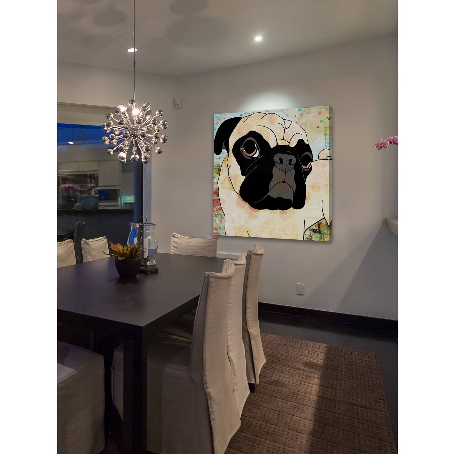 "Pug Mug" Painting Print on Wrapped Canvas