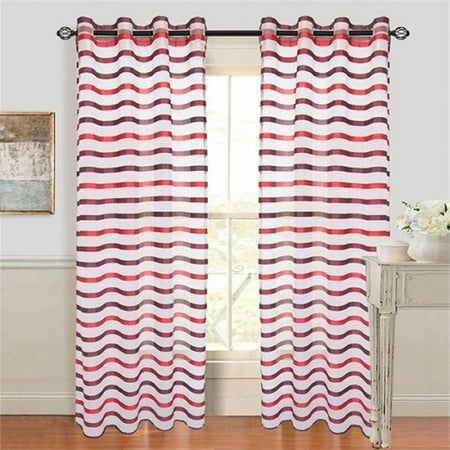 Set of 2 Lavish Home Sonya Grommet Curtain Panel - Wine-Red