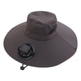 thumbnail image 1 of Dark Gray Unisex Solar Fan Hat With Neck Cover For Outdoor Activities And Sun Protection Adjustable Design One Size In Dark Gray, 1 of 2