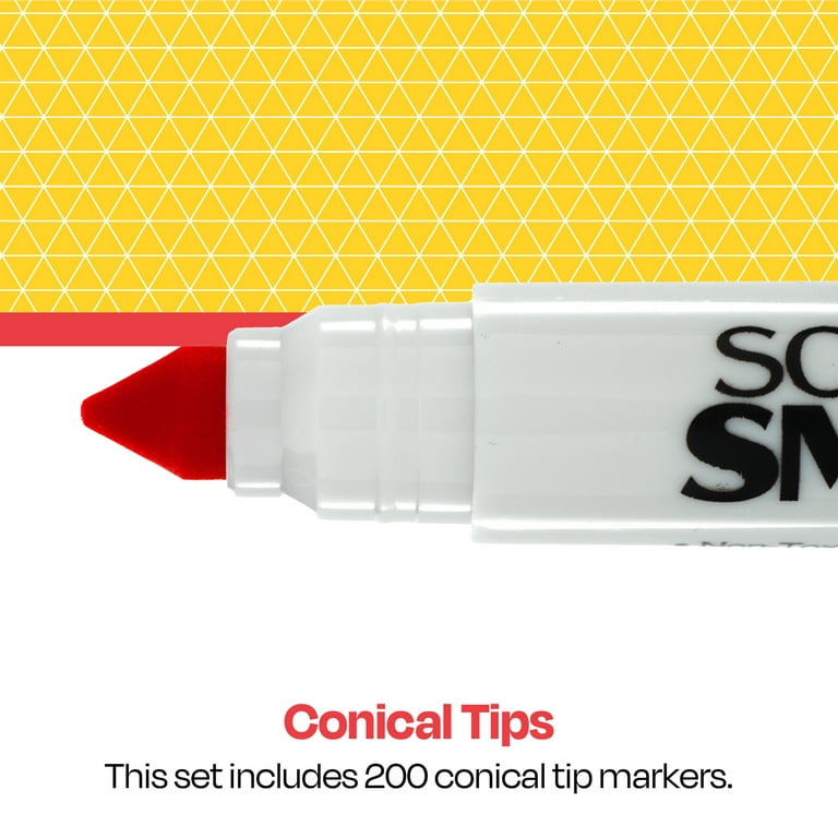 School Smart Art Markers, Fine Tip, Assorted Colors, Pack of 200 