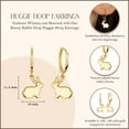 thumbnail image 3 of Yellow Gold Bunny Rabbit Drop Huggie Hoop Earrings (14K), 3 of 3