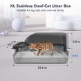 thumbnail image 2 of Caja de arena para gatos UPSKY de acero inoxidable XL con tapa para razas grandes, 2 of 7