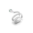 thumbnail image 1 of 925 Sterling Silver Natural Emerald Cobra Snake Women Wedding Wrap Rings, 1 of 3