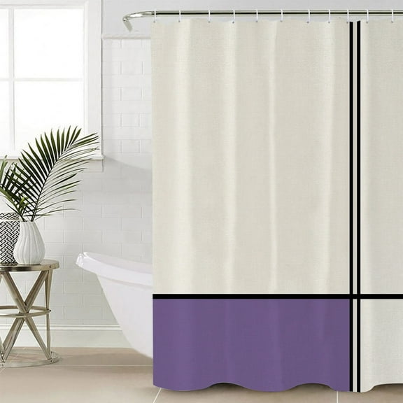 Farmhouse Purple, Waterproof Fabric Shower Curtain, Modern Abstract Stripes Art Shower Curtain for Bathroom Curtains Bathtubs Hotel Washable Shower Curtains with 12 Hooks Stall 54x78in