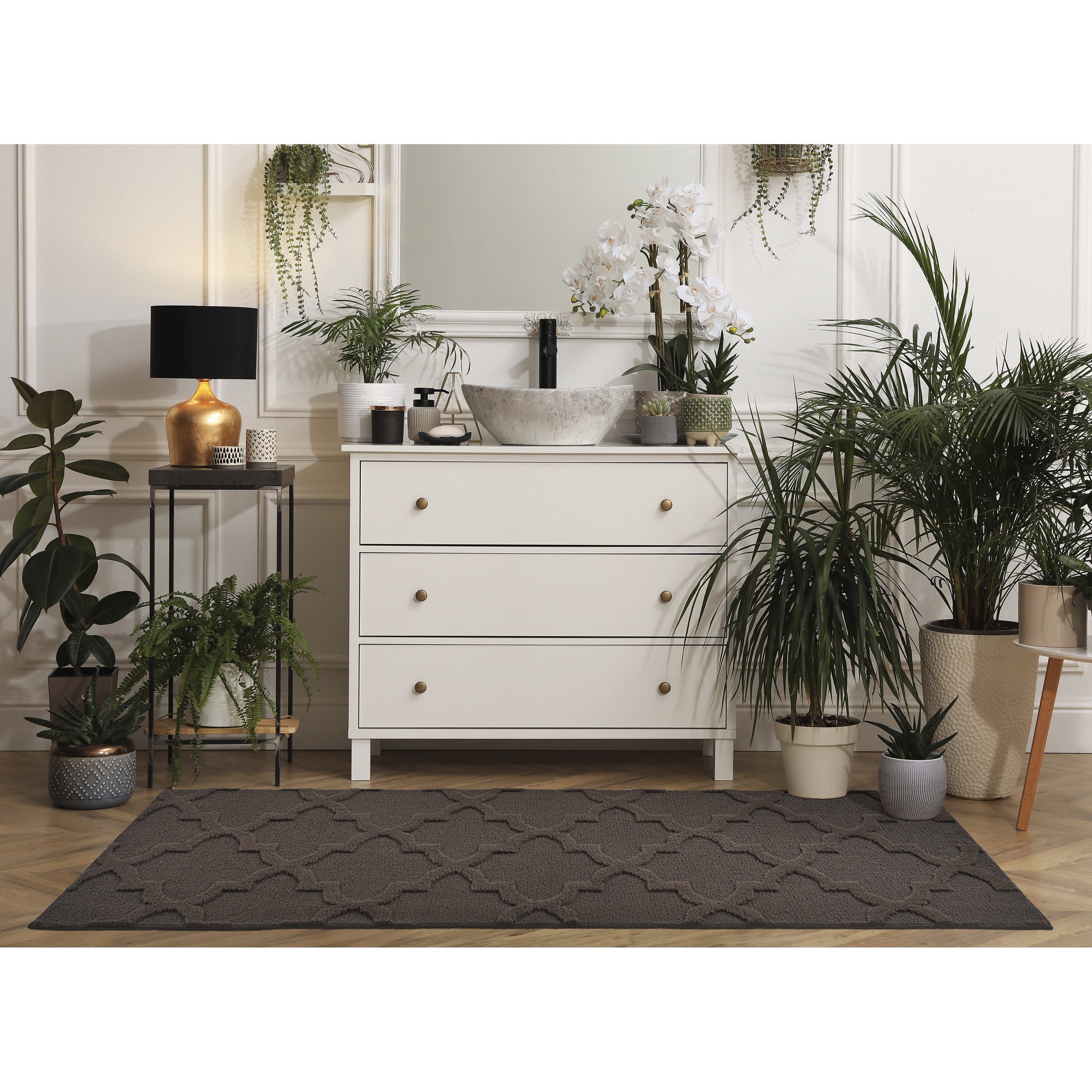 Garland Rug Quatro Polypropylene Mocha Indoor Runner Rug, 3' x 8'