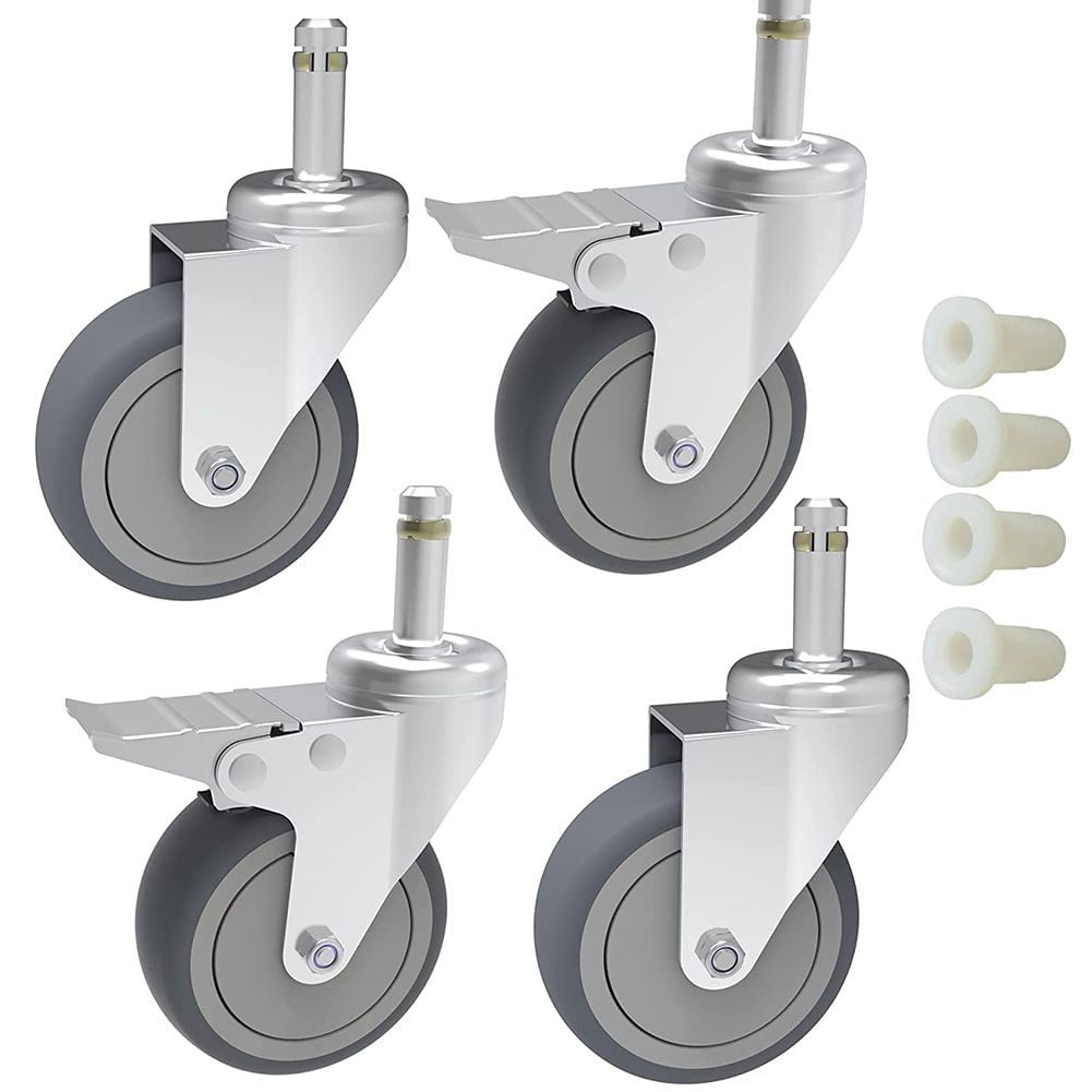 Geege 4Pcs In Swivel Stem Caster 7/16In Stem Diameter Rubber Wheel