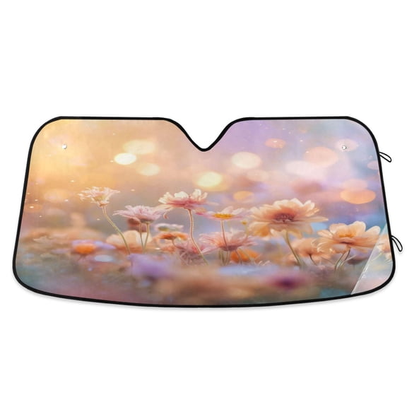 Delicate Pastel Flowers Car Windshield Sun Shade Foldable Car Front Window Visor Heat and UV Protection 53x23.5
