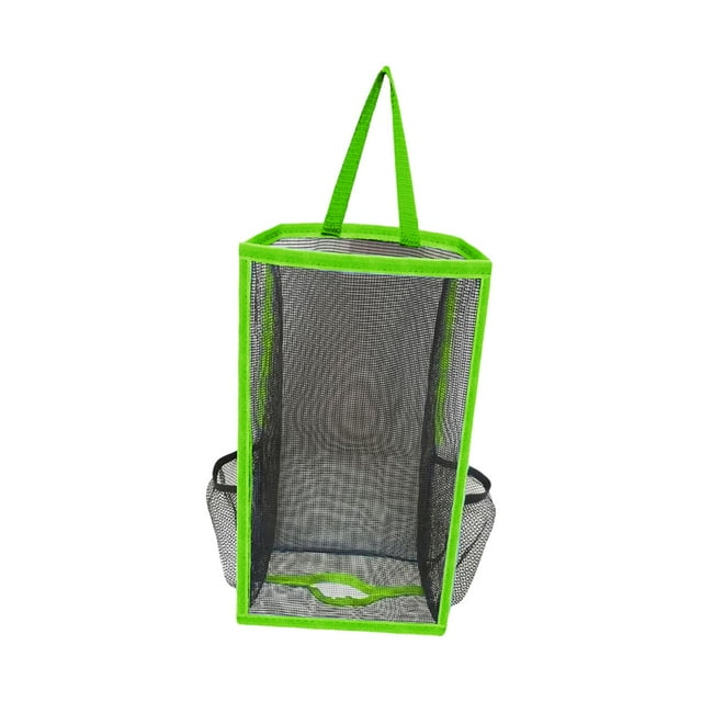 Soporte para bolsas de comestibles, dispensador de bolsas de basura, reutilizable, ligero, práctico, de malla transpirable, organizador de bolsas de Verde