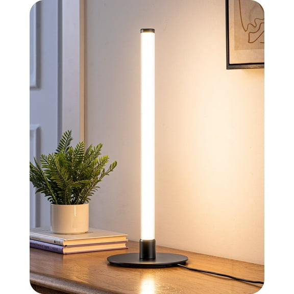EDISHINE LED Table Lamp, Modern Slim Bedside Lamp with 360° Illumination, Stepless Dimming & 3 Color Temperature, Nightstand Lamp for Bedroom, Living Room, Black