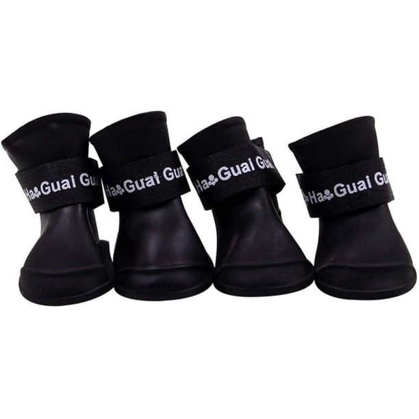 2 pares de zapatos para perros, botas de silicona, impermeables y antideslizantes para la lluvia, para perros pequeños (S, negro)