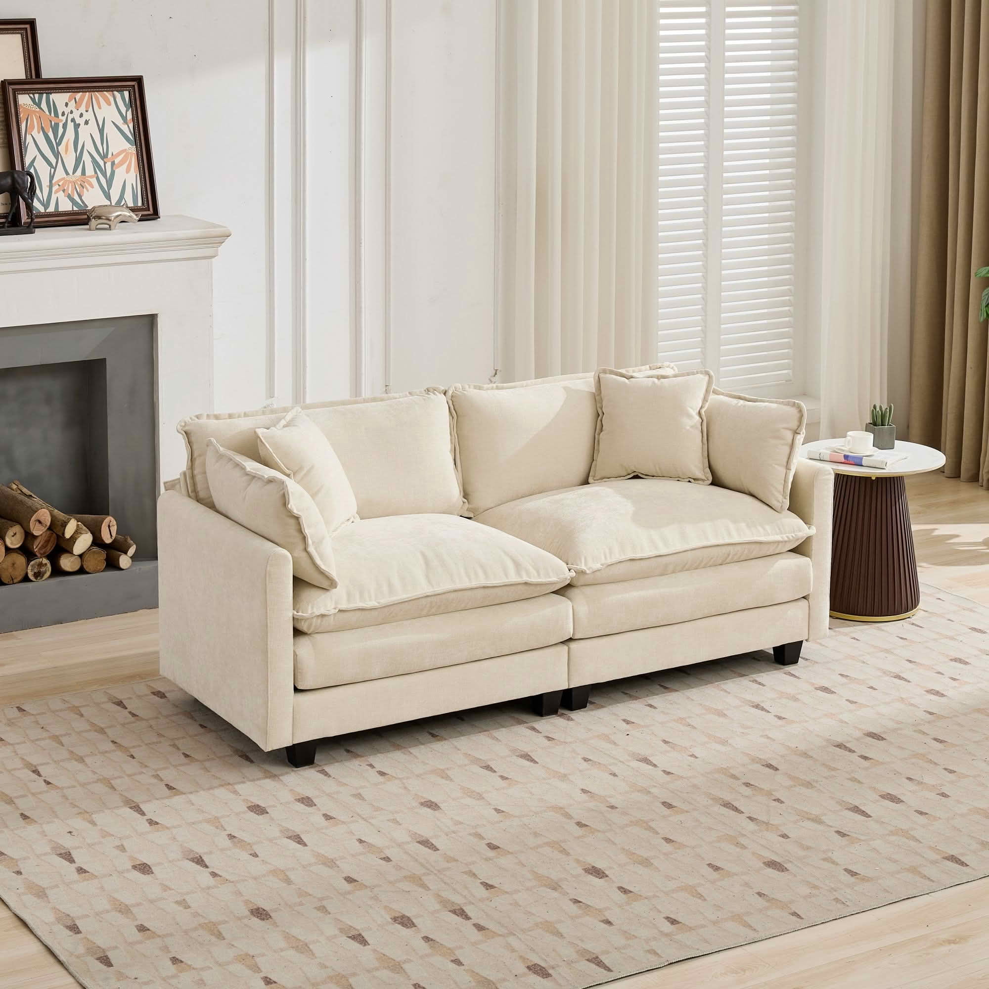 MAYEERTY 76.7 Inch Cloud Loveseat Sofa, Chenille Modular Sectional Couch with Double‑Layer Cushion for Living Room Apartment