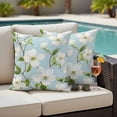 thumbnail image 4 of Flower Floral Outdoor Waterproof Pillow Covers, Country Branch Leaves Watercolor Blue Decorative Square Throw Pillowcase Sofa Cushion Sham for Patio/Couch/Chair, 20"x20" 2 Pack, 4 of 8
