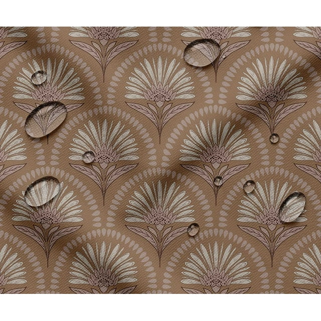 Tissu Taffetas Imperméable d'Extérieur par 3 Yard - Soimoi Imprimé Géométrique Brun / Résistant aux UV / Idéal pour Housses de Coussins, Imperméables, Rideaux de Douche et Plus / Largeur 56 Pouces