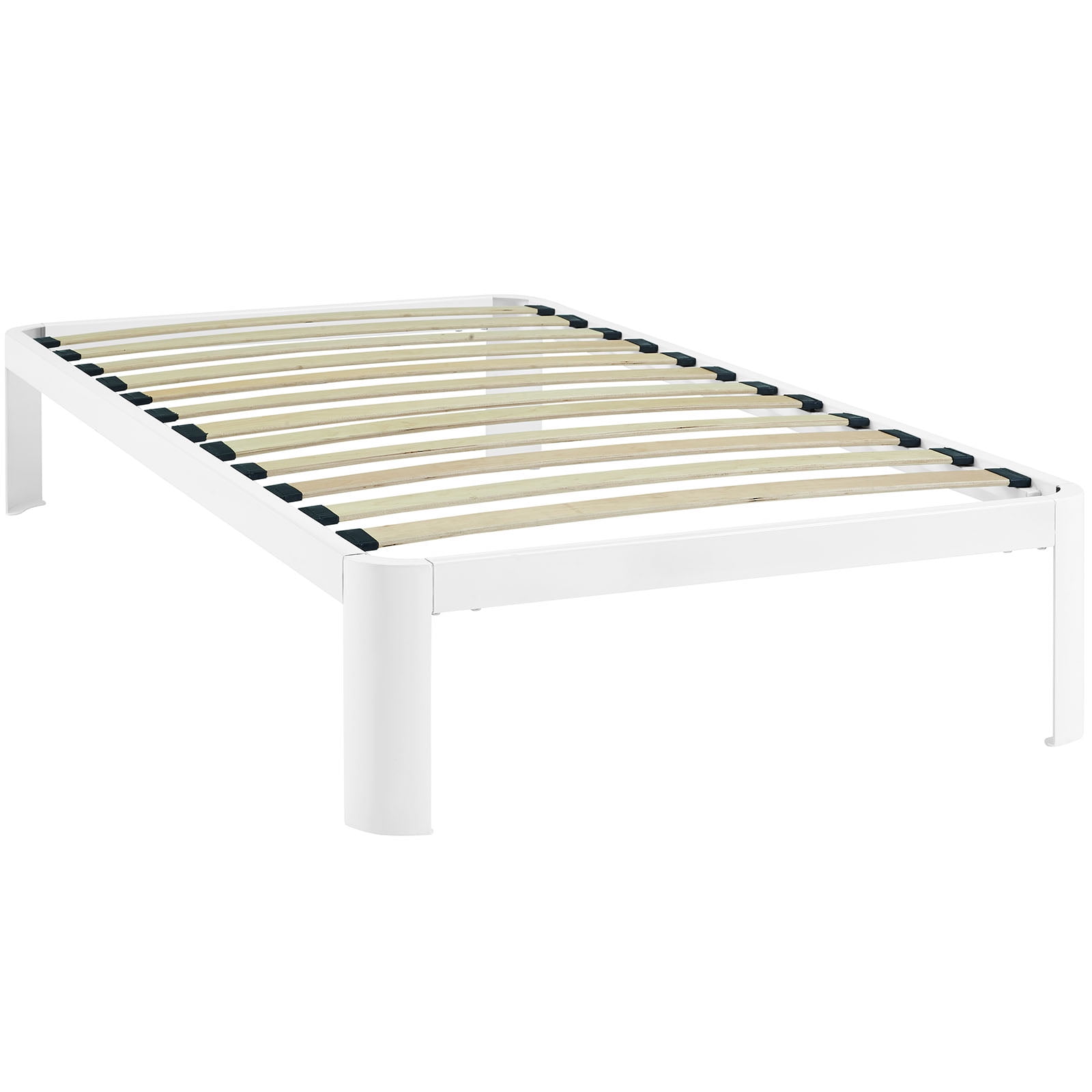 Platform Bed Frame White Metal Steel, Twin Size White Metal Bed Frame