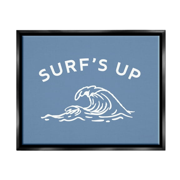 Stupell Industries Surf's Up on Blue Landscape Painting Black Floater Framed Canvas Art Print Wall Art, 21 x 17