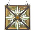 thumbnail image 2 of 26 Inch Tiffany Style Glass Window Panel, Brown and Yellow, 2 of 2