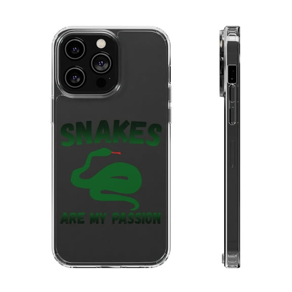 DistinctInk Clear Case for Apple iPhone 15 PRO (6.1" Screen) - Snakes Are My Passion