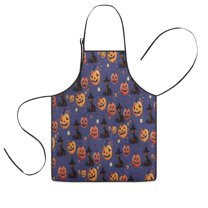 Magical Pumpkin Castle Halloween Pattern Kids Aprons for Girls and Boys,Adjustable Neck Strap Toddler Aprons for Kids Cooking Baking,23.6"x19"