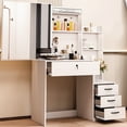thumbnail image 6 of SUGIFT White Lighted Makeup Vanity Table with Sliding Sliding Mirror, Modern Dressing Table Desk with Storage for Bedroom, 6 of 6