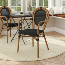 Flash Furniture Aluminum Indoor Stacking Chair with Arms, Black