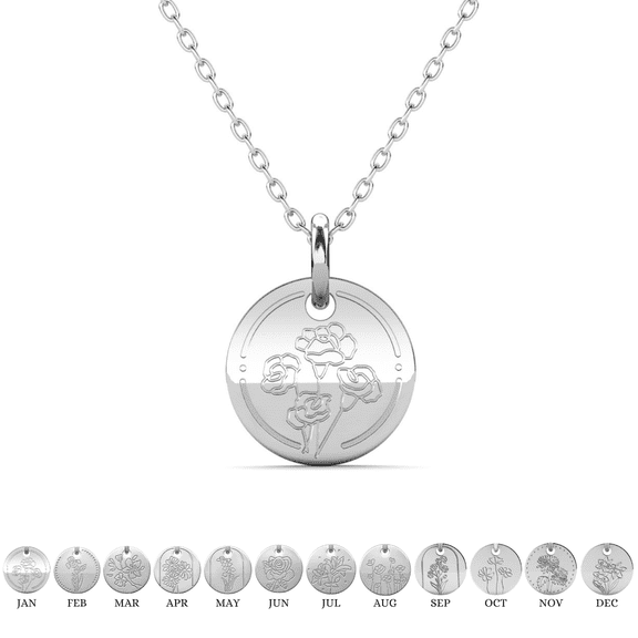 Cate & Chloe Floral 18k White Gold Plated January Birth Month Flower Pendant Necklace for Women