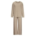 thumbnail image 6 of Womens Lounge Set Casual Ribbed Knit Long Sleeve and Pants Pajama Sets Casual 2 Piece Pj Outfit Fall Sleepwear, 6 of 8