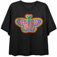 thumbnail image 4 of Multicolored Butterfly Crew Neck Short Sleeve Women's Black Crop T-shirt-Small, 4 of 7