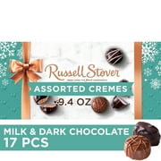RUSSELL STOVER Christmas Assorted Crèmes in Milk & Dark Chocolate Gift Box, 9.4 oz. (17 Pieces)
