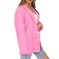 thumbnail image 3 of ZAXARRA Women?s Fashion Solid Color Button Down Lapel Long Sleeve Blazer, 3 of 6