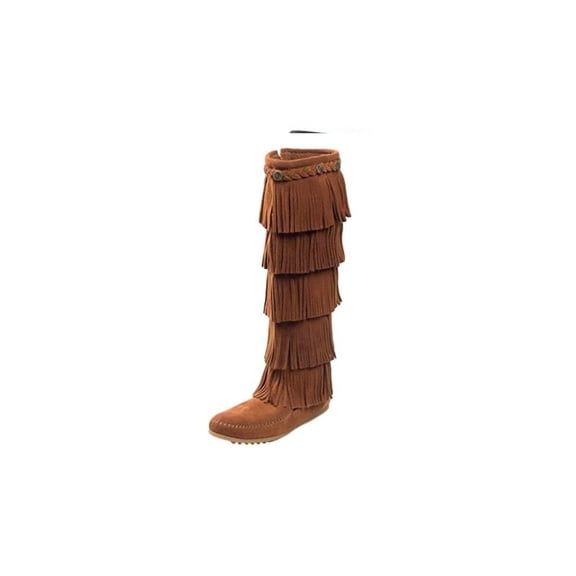Minnetonka Women's 5-Layer Fringe Boot,Brown,6 M US