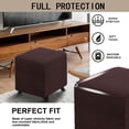 thumbnail image 3 of Housse d'Ottoman Carrée Pliable Rangement Housses d'Ottoman Jacquard Extensible Cube Repose-Pieds Repose-Pieds Protège-Tabouret avec Bande Élastique (Grand, Café), 3 of 7